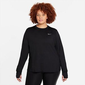 Nike Women&apos;s Dri-FIT Element Crewneck Training Top (Plus Size) in Black/Black Size 3XL Polyester/Spandex - 5785623