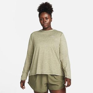 Nike Women&apos;s Dri-FIT Element Crewneck Training Top (Plus Size) in Green/Medium Olive Size 3XL Polyester/Spandex - 5888886