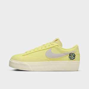Nike Women&apos;s Blazer Low Platform Next Nature SE Casual Shoes in Yellow/Citron Tint Size 6.5 Canvas - 3103554