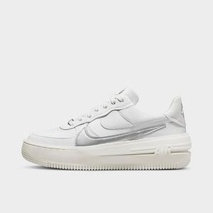 Nike Women&apos;s Air Force 1 PLT. AF. ORM Casual Shoes in White/Summit White Size 9.5 Leather - 3216507