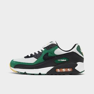 Nike Men&apos;s Air Max 90 Casual Shoes in Green/Pure Platinum Size 8.0 Leather - 3179590