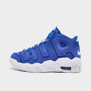 Nike Boys&apos; Little Kids&apos; Air More Uptempo Basketball Shoes in Blue/Medium Blue Size 3.0 Leather - 3150136