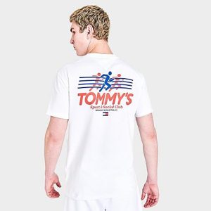 Tommy Hilfiger Men&apos;s Tommy Jeans Sports Club Logo Graphic T-Shirt in White/White Size XL Cotton - 5831746