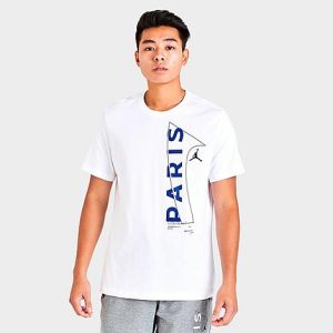Jordan Men&apos;s Paris Saint-Germain Printed Graphic T-Shirt in White/White Size 2XL 100% Cotton - 5819923
