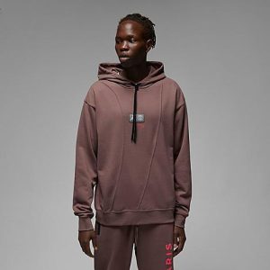 Jordan Men&apos;s Paris Saint-Germain Pullover Hoodie in Brown/Plum Eclipse Size XL Cotton/Polyester - 5849860
