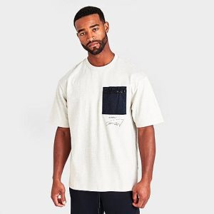 Jordan Men&apos;s Paris Saint-Germain Pocket T-Shirt in White/Dark Grey Heather Size 3XL Cotton/Polyester/Knit - 5849874