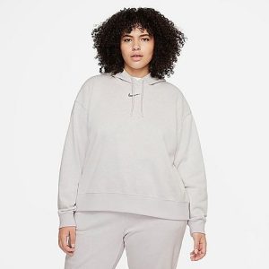 Nike Women&apos;s Sportswear Collection Essentials Sustainable Fleece Hoodie (Plus Size) in Grey/Platinum Tint Size XL Cotton/Polyester/Fleece - 5849238