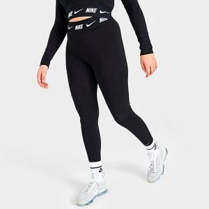 Nike Women&apos;s Sportswear Club High-Waisted Leggings in Black/Black Size 2XL Cotton/Polyester/Spandex - 5879993
