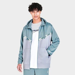 Nike Men&apos;s Sportswear Repeat Chevron Full-Zip Hoodie in Grey/Aviator Grey Size Small 100% Polyester/Knit - 5797326