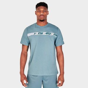 Nike Men&apos;s Sportswear Swoosh Repeat T-Shirt in Blue/Aviator Grey Size 2XL 100% Cotton - 5797226