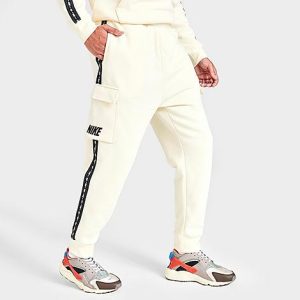 Nike Men&apos;s Sportswear Repeating Fleece Cargo Pants in Off-White/Coconut Milk Size Large Cotton/Polyester/Fleece - 5774285