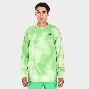 Nike Men&apos;s Sportswear Have A Day Crewneck Sweatshirt in Green/Vivid Green Size Large Cotton/Polyester - 5797303