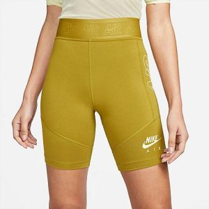 Nike Women&apos;s Air Bike Shorts in Yellow/Desert Moss Size XS Cotton/Polyester/Spandex - 5855829