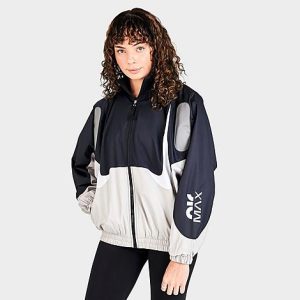 Nike Women&apos;s Sportswear Air Max Day Woven Jacket in Black/Black Size XL 100% Polyester - 5776056