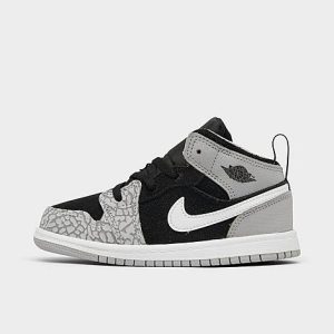 Kids&apos; Toddler Air Jordan 1 Mid Casual Shoes in Black/Grey/Black Size 9.0 Leather - 3169619