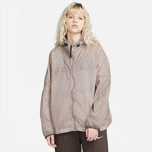 Nike Women&apos;s Sportswear Repel Tech Pack Oversized Packable Jacket in Beige/Moon Fossil Size Small 100% Nylon/Fiber - 5856530