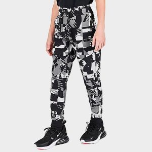 Nike Boys&apos; Sportswear Allover Print Tech Fleece Jogger Pants in Black/Light Smoke Grey Size Small Cotton/Fleece/Jersey - 5775847