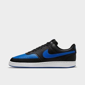 Nike Men&apos;s Court Vision Low Casual Shoes in Blue/Black/Black Size 10.0 Leather - 3007010
