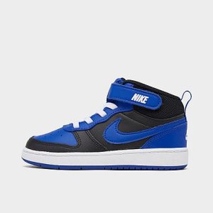 Nike Boy&apos;s Toddler Court Borough Mid 2 Casual Shoes in Black/Black Size 8.0 Leather - 3033236