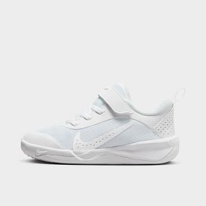 Nike Little Kids&apos; Omni Multi-Court Stretch Lace Casual Shoes in White/Black Size 13.0 - 3525484