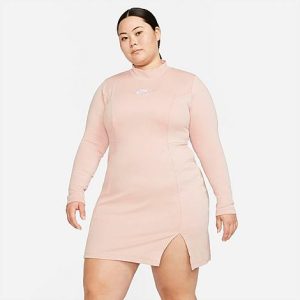Nike Women&apos;s Air Logo Long-Sleeve Dress (Plus Size) in Pink/Pink Oxford Size 3XL Cotton/Polyester/Spandex - 5849336