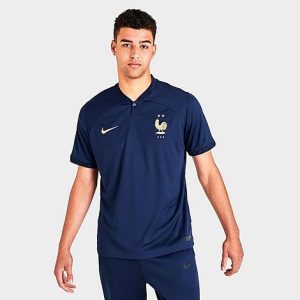 Nike Men&apos;s France Dri-FIT 2022-23 Stadium Home Soccer Jersey in Blue/Midnight Navy Size XL 100% Polyester/Jersey - 5848019