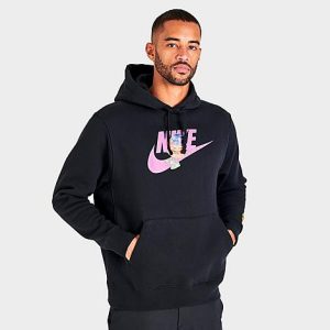 Nike Men&apos;s Sportswear Burger Fleece Pullover Hoodie in Black/Black Size Medium Cotton/Polyester/Fleece - 5776391