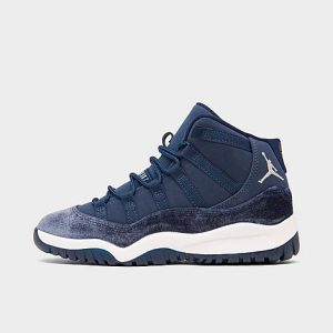 Jordan Little Kids&apos; Air Retro 11 Basketball Shoes in Blue/Midnight Navy Size 11.0 Leather/Velvet - 3217965