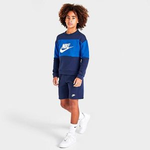 Nike Boys&apos; Sportswear French Terry Sweatshirt and Shorts Set in Blue/Midnight Navy Size XL Cotton/Polyester/Fleece - 5797977