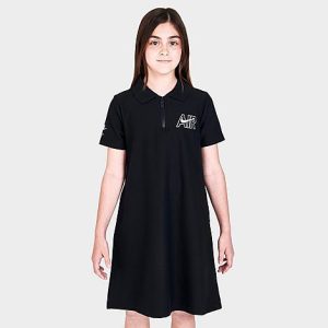 Nike Girls&apos; Air Quarter-Zip Polo Dress in Black/Black Size XL Cotton/Polyester/Spandex - 5797428