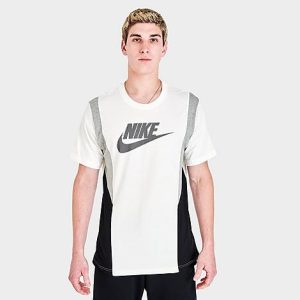 Nike Men&apos;s Sportswear Hybrid Short-Sleeve T-Shirt in Off-White/Sail Size Medium 100% Cotton - 5774344