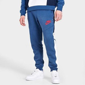 Nike Men&apos;s Sportswear Hybrid Fleece Jogger Pants in Blue/Mystic Navy Size Medium Cotton/Polyester/Fleece - 5797263