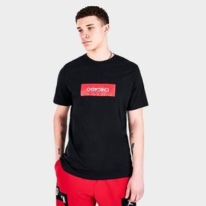Jordan Men&apos;s Chicago Stencil Short-Sleeve T-Shirt in Black/Black Size Large 100% Cotton - 5774715