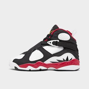 Big Kids&apos; Air Jordan 8 Retro Casual Shoes in Black/White/Paprika Size 7.0 Leather/Suede - 3160207