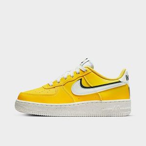Nike Big Kids&apos; Air Force 1 LV8 SE Casual Shoes in Yellow/Tour Yellow Size 4.5 Leather - 3524526