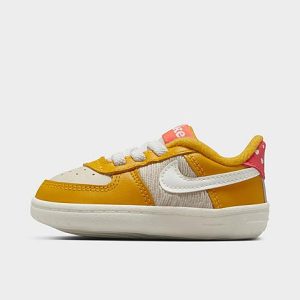 Nike Infant Force 1 SE Crib Stretch Lace Casual Shoes in Pink/Yellow/Yellow Ochre Size 4.0 Leather/Lace - 3525169