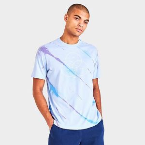 Nike Men&apos;s Sportswear Tie-Dye Printed Diagram Graphic T-Shirt in Blue/Light Marine Size 2XL 100% Cotton/Knit - 5796878
