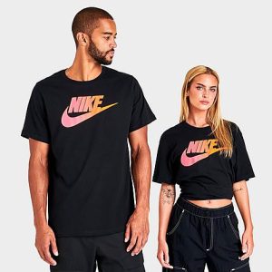 Nike Sportswear Gradient Futura Logo T-Shirt in Black/Black Size Medium 100% Cotton - 5797147