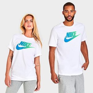 Nike Sportswear Gradient Futura Logo T-Shirt in White/White Size Medium 100% Cotton - 5797465