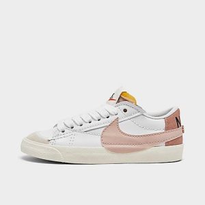 Nike Women&apos;s Blazer Low &apos;77 Jumbo Casual Shoes in White/Pink/White Size 7.0 Leather/Suede - 3103583