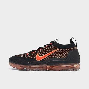 Nike Men&apos;s Air VaporMax 2021 Flyknit Running Shoes in Black/Orange/Black Size 13.0 - 3202129
