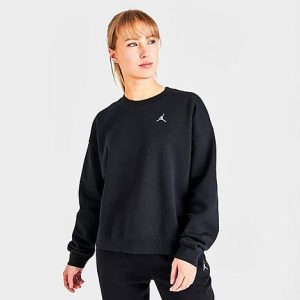Jordan Women&apos;s Brooklyn Crewneck Sweatshirt in Black/Black Size XL Cotton/Polyester/Fleece - 5847077