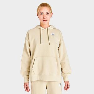 Jordan Women&apos;s Flight Label Fleece Hoodie in Beige/Beach Size XL 100% Cotton/Fleece - 5817526