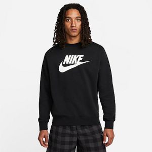 Nike Sportswear Club Fleece Futura Logo Crewneck Sweatshirt in Black/Black Size 2XL Cotton/Polyester/Fleece - 5874691