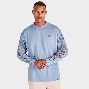 Nike Men&apos;s ACG Floral Print Long-Sleeve T-Shirt in Blue/Ashen Slate Size Medium Cotton/Polyester - 5796788