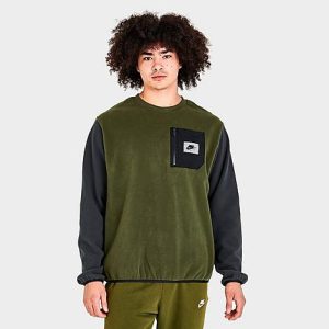 Nike Men&apos;s Sportswear Therma-FIT Sports Utility Fleece Sweatshirt in Green/Rough Green Size Medium 100% Polyester/Fleece/Fiber - 5821314