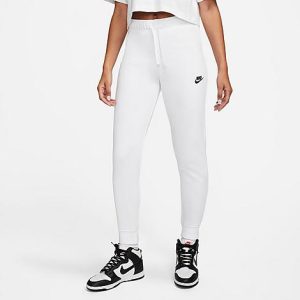 Nike Women&apos;s Sportswear Club Fleece Mid-Rise Slim Jogger Pants in White/White Size XL Cotton/Polyester/Fleece - 5889090