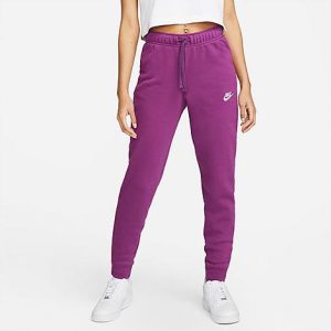 Nike Women&apos;s Sportswear Club Fleece Mid-Rise Slim Jogger Pants in Purple/Viotech Size XL Cotton/Polyester/Fleece - 5889095
