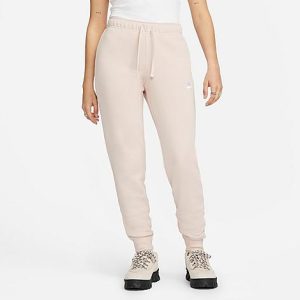 Nike Women&apos;s Sportswear Club Fleece Mid-Rise Slim Jogger Pants in Off-White/Pink Oxford Size XL Cotton/Polyester/Fleece - 5889100
