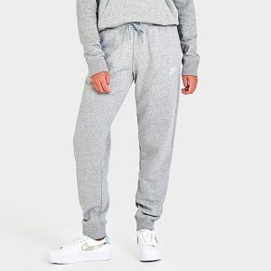 Nike Women&apos;s Sportswear Club Fleece Mid-Rise Jogger Pants in Grey/Dark Grey Heather Size XL Cotton/Polyester/Fleece - 5817921